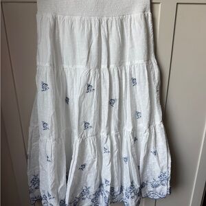 Ralph Lauren White and Blue Embroidered Women's Skirt